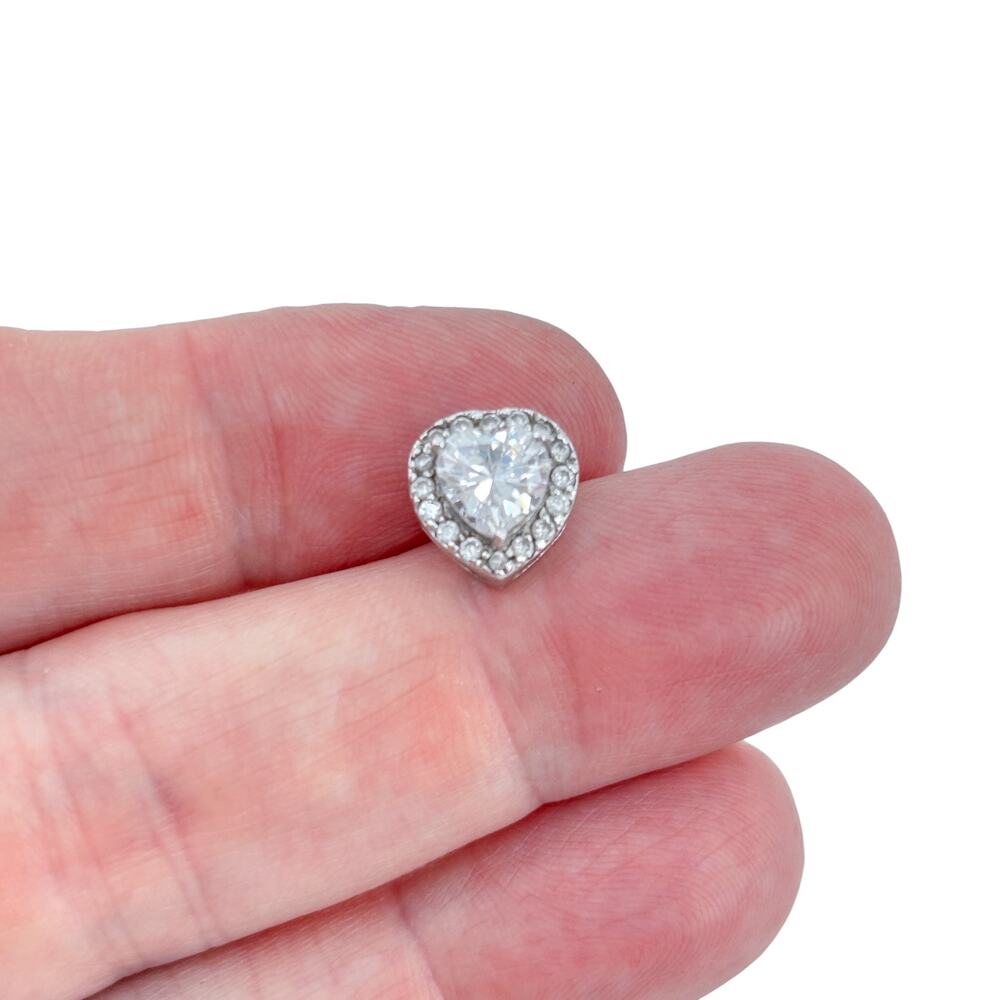 Vintage Sterling Silver 925 Cubic Zirconia Heart Pendant